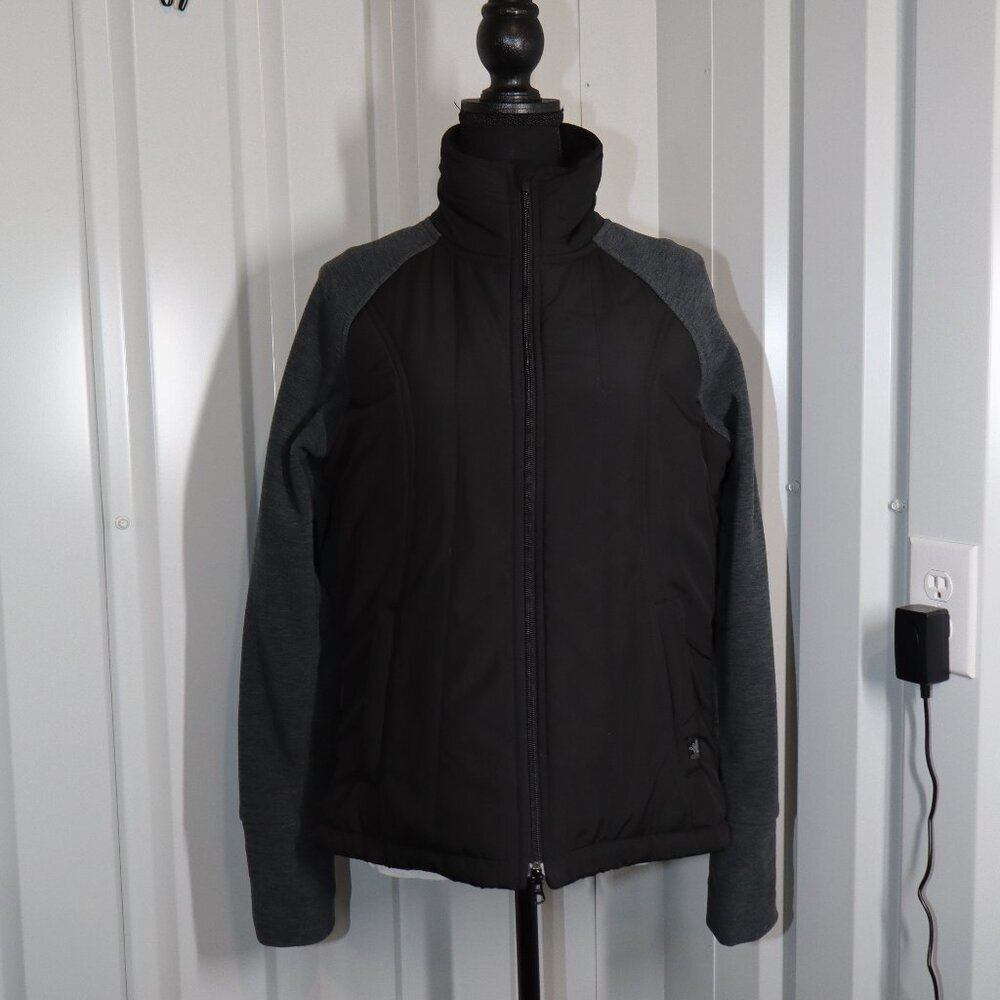 Prana Womens Audrina Jacket Black Gray Size Large Sweatshirt Vest Combo Light